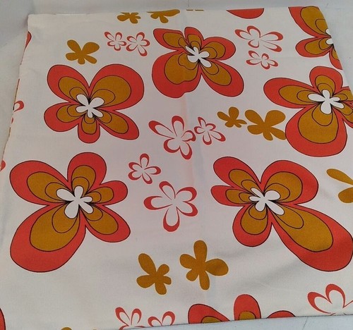 Retro Pillow Covers 22x22 Boho Flower Power Orange Gold In / Outdoor 100% Canvas