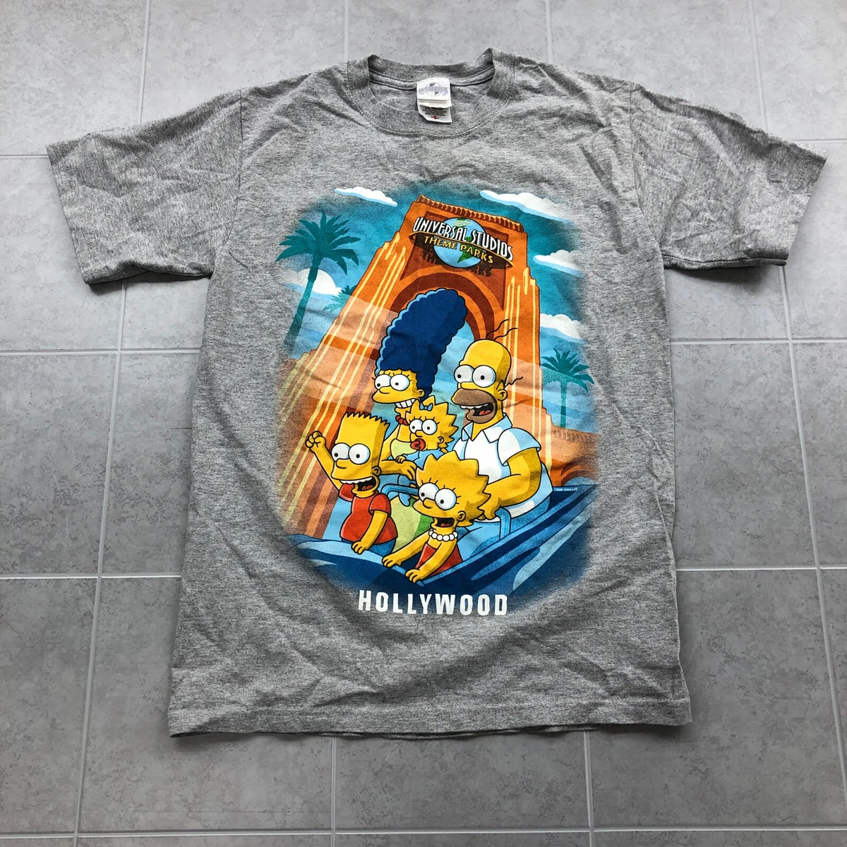 Universal Studios Gray Graphic Hollywood Theme Park The Simpsons T-Shirt Adult S