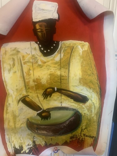 Beautiful Painting of Ghanaian Woman Eating On Canvas Unframed - Picture 10 of 11