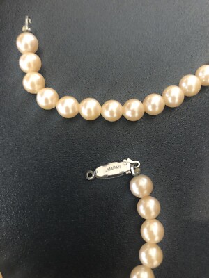 Pearl ジャパンヴィンテージ Vintage Costume Jewelry Faux Pearl glass Necklace Marked Japan