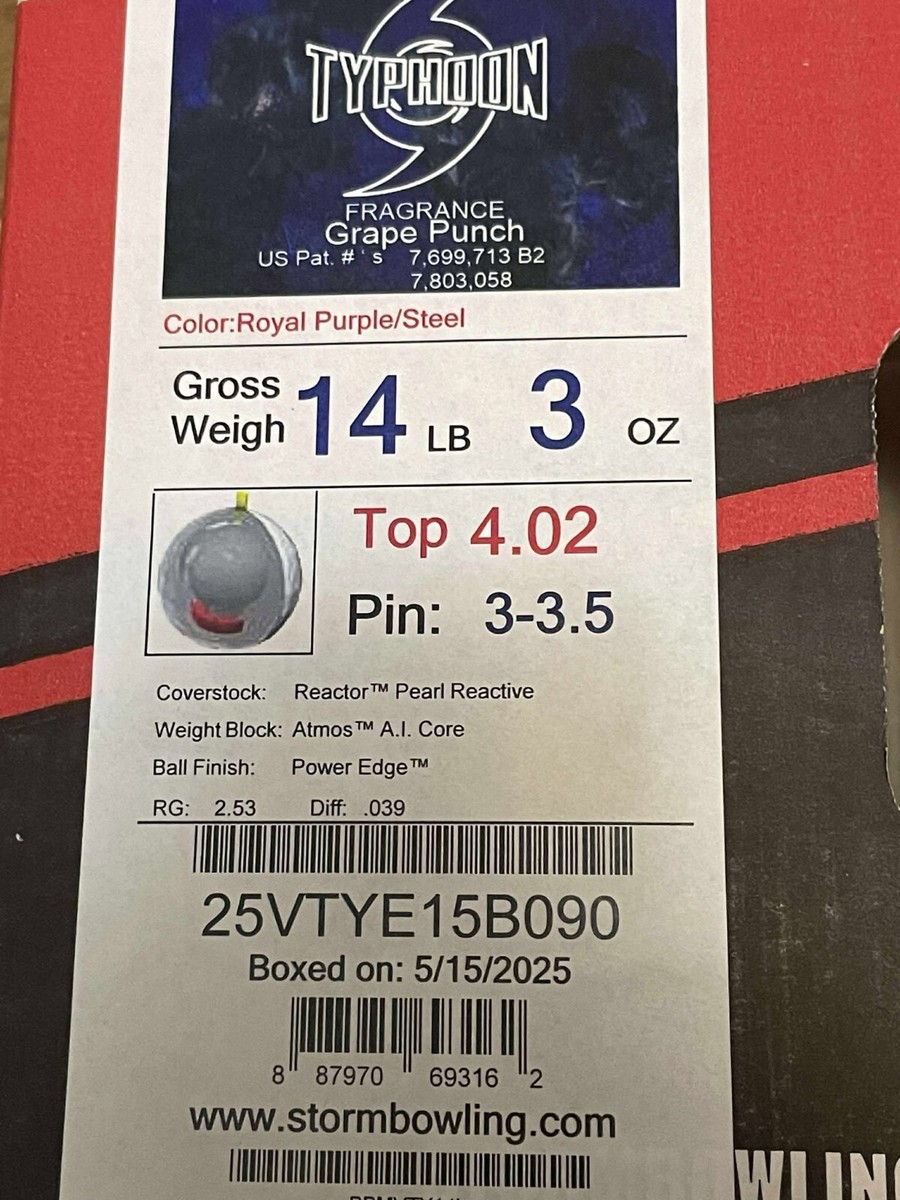 NIB #14 Storm TYPHOON Bowling Ball See Photos For Specs | eBay