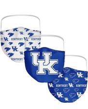 NCAA Kentucky Wildcats UK Face Mask Covering 3-Pack Fanatic Branded Official