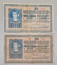 Austria Hungary 2x 25 Kronen 1918 Korona Banknote Österreich Ungarn