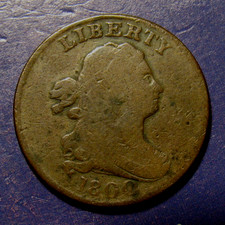 1800 DRAPED BUST HALF CENT, VG  ~  WORN, BUT STILL READABLE ORIGINAL EXAMPLE