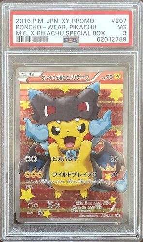 Pokémon XY-P Promos Poncho-Wearing Pikachu 207/XY-P Holo Japanese 2016 PSA 3