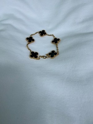 Van Cleef & Arpels Vintage Alhambra 18k Gold Onyx Clover Charm