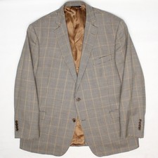 Brooks Brothers Regent Sport Coat Mens 48R Beige Gray Check Plaid Wool Jacket