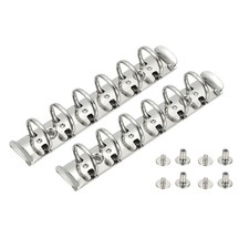 2 Set 0.8" O Ring A7 6 Hole Ring Binder Mechanisms with Switches, 19mm Silver