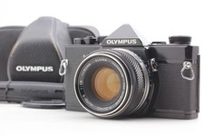  EXC   w/ Case Olympus OM-1 Black 35mm Film Camera 50mm f1.8 Lens From JAPAN