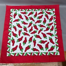 Vintage Made in USA Hav-A-Hank Square Bandana Red Chili Pepper 21x21 Hankercheif