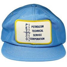 Vintage 1980s PETSCO Oilfield Trucker Hat - Snapback Patch Cap - Made in USA