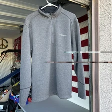 Columbia Quarter Zip Pullover Gray Knit Sweater Men Size L