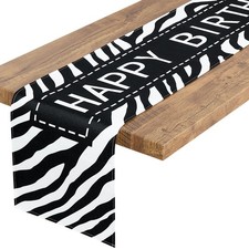 Happy Birthday Table Runner Geometry Decorations Black White Sign 72 Inches