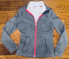 Spyder Core Sweater Jacket Women  s S Gray Neon Pink Full Zip Pockets VGC