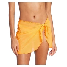 NEW WILD FABLE Orange Beach Sarong Skirt Cover Up Size 1X Lettuce Hem Y2K Retro