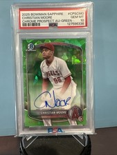 2025 Bowman Sapphire - Chrome Prospect Autographs Christian Moore Green /99 RC