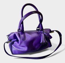 Beautiful Original Purple Leather Coach Handbag With Matching Wallet Great Gift