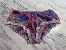 Vintage Delicates Mesh Sheer Floral Panties Size 7 Purple Pink