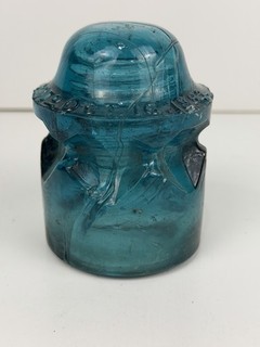Antique Chicago Insulating Co CD 135 Aqua Glass Insulator Blue Diamond Groove
