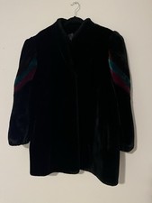 Vintage Glenoit Women  s Black Fur Coat With Color Blocks Size L/XL
