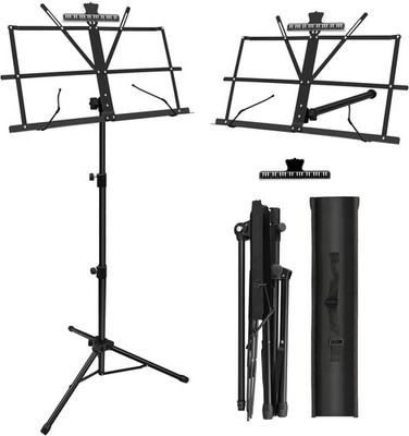 DkOvn 1 Pack Music Stand, with Sheet Clip Holder & 1 Black 