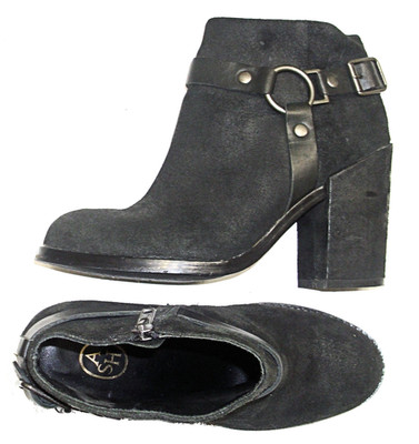 ASH Falcon 9.5 - 10 / 40 Suede Zip High Heel Harness Buckle Biker Ankle Boots