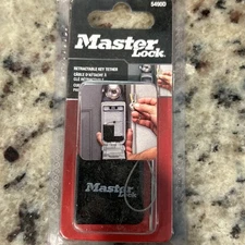 Retractable Key Safe Tether, Master Lock 5490D, 36" Long, Black, Secure Acc
