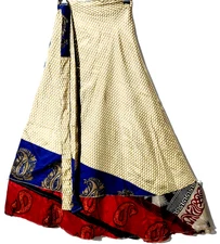 Incredible-art Vintage Silk Sari Magic Wrap Skirt Reversible Hippie Sarong