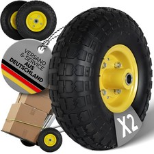 2 x PU Rad pannensicher Ø 260 mm 4.10/3.50-4 Sackkarre Rad Felge gelb Ersatzrad