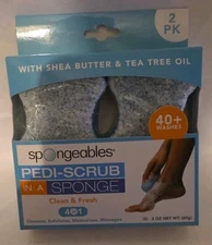 Spongables Pedi-Scrub in a Sponge Foot Exfoliating Wash Sponge 4in1 40+ Washes