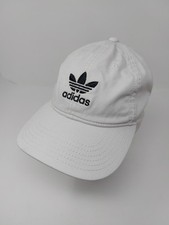 Adidas Strap Back Dad Hat Adjustable White Cap Black Logo