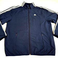 Vintage Adidas Windbreaker Jacket Mens L Navy Mesh Lined ClimaProof Full Zip