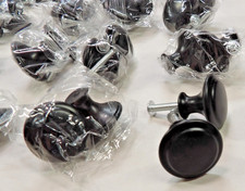 Lot of 40 Black Matte Drawer Pulls Cabinet Knobs 1-3/16" 30mm  Screws H22CE