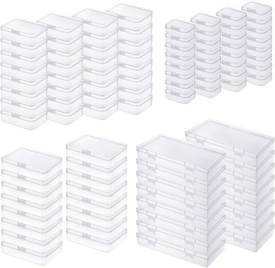 96 Stück Rechteckige Transparente Kunststoffboxen mit Scharnierdeckel für Perlen