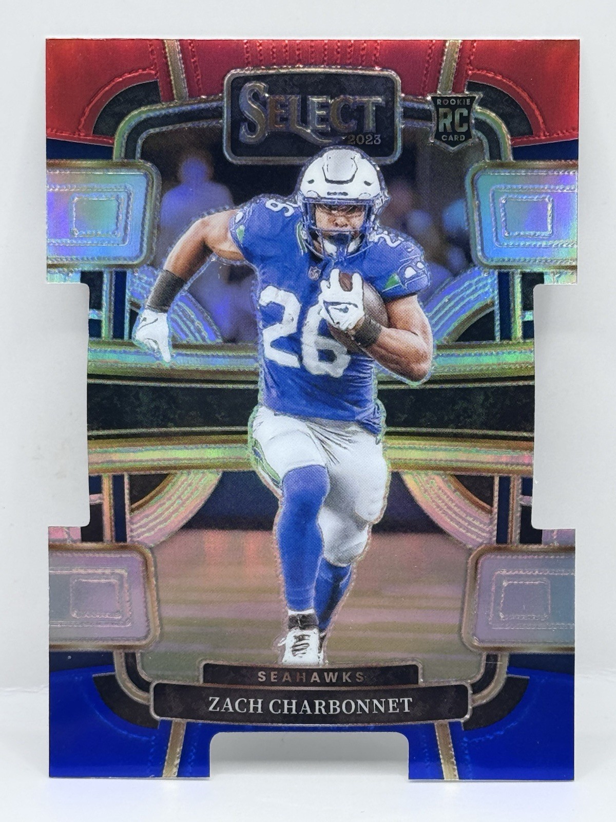 2023 Panini Select - Concourse Zach Charbonnet #86 Red & Blue Prizm Die-Cut (RC)