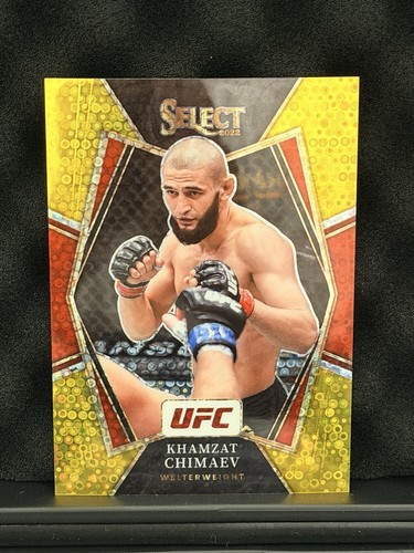 Khamzat Chimaev [Gold Disco] #135 2022 Panini Select UFC card