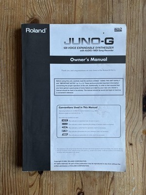 Roland Juno-G Synthesizer Midi Keyboard Original Bedienungsanleitung Buch, 252 Seiten