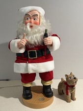 VTG Coca-Cola Animated Santa w/ Dog & Bottle 24" w/ Box Christmas Decor Works