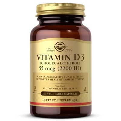 Vitamin D3 (Cholecalciferol) 55 mcg 100 pflanzliche Kapseln die Immunität Solgar