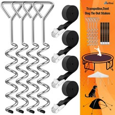 Heavy Duty Galvanized Steel Trampoline Stakes Corkscrew Wind Anchor Kit 4-Pack