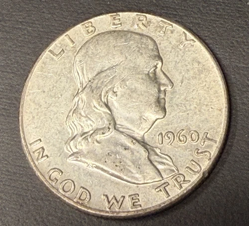 1960 Franklin Half Dollar Fine 90% Silver CoinSnap Rated AU(About Uncirculated)