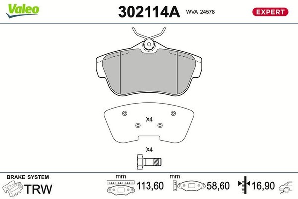 Valeo Bremsbelagsatz, Scheibenbremse 302114A FüR CitroËN Passend FüR Fiat-image
