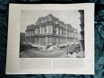 Chicago City Hall View, Image from G. Newnes Partwork Round the World, c 1890's