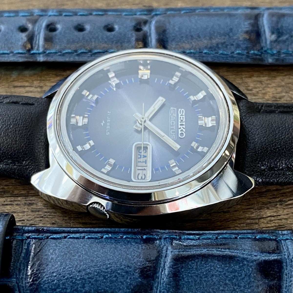 SERVICED Vintage July 1973 Blue Seiko 5 Actus 7019-7210 Sapphire