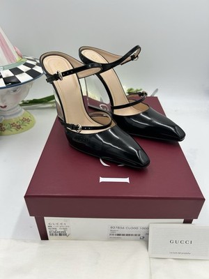 Women's Gucci Christy Patent Leather Wedge Mules Size 38 Made In Italy