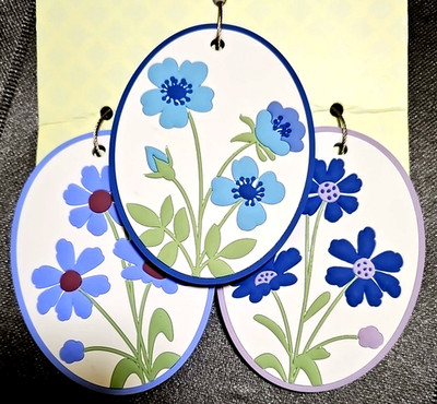 Wandering Moon FLORAL Luggage Tags Durable PVC Rubber Set of 3 Wire Closure NEW