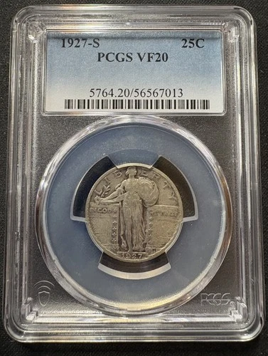 1927-S Standing Liberty Quarter - Choice Very Fine VF20 - Rare Date Silver 25c