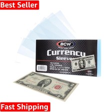 Regular Bill Currency Sleeves – 200 Pack | Thin, Low-Bulk, Acid-Free Polyprop...