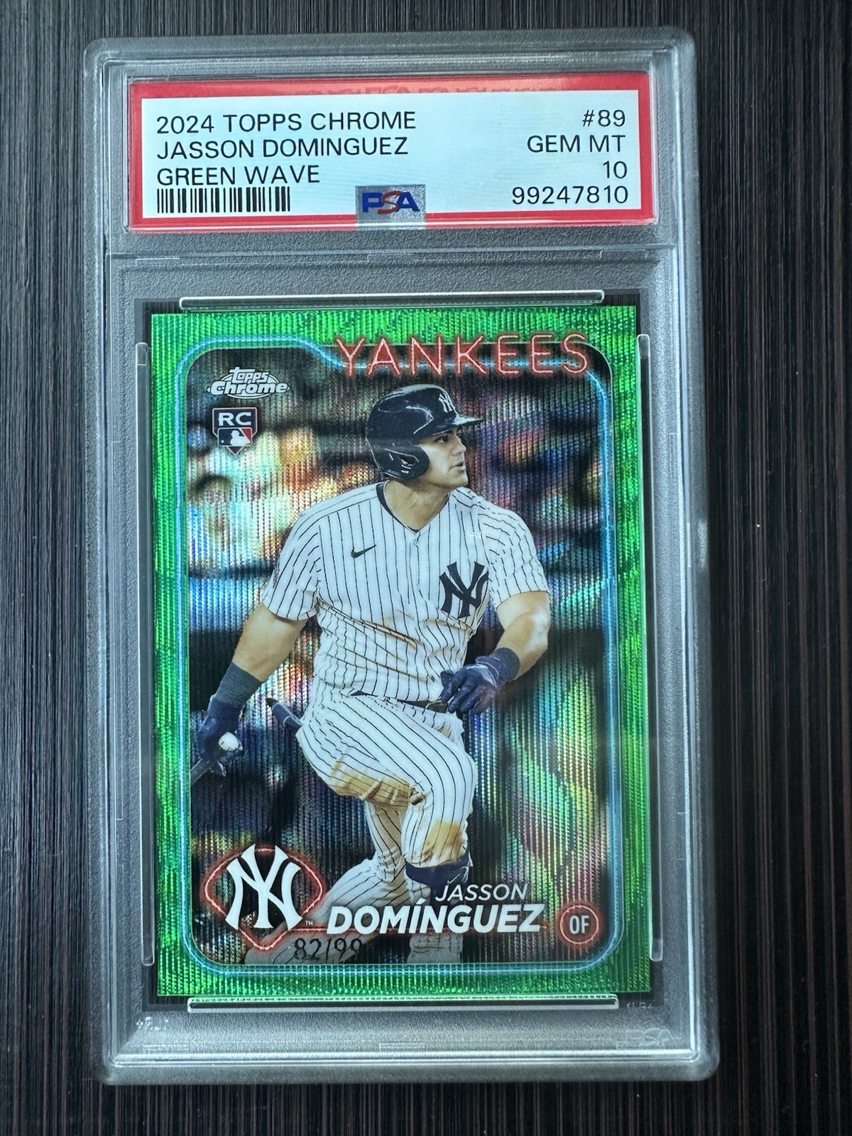 JASSON DOMINGUEZ 2024 TOPPS CHROME GREEN WAVE RC #89 92/99 GEM PSA 10 YANKEES