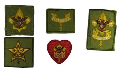 1950s-60s Boy Scouts Complete Rank Set Tenderfoot - Life Patch WORN (WSJ1128)